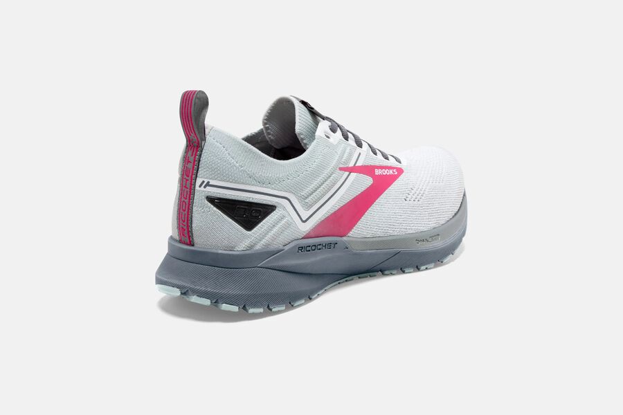 Brooks Running Shoes Womens White/Pink - Ricochet 3 Road - 4318-VIXML